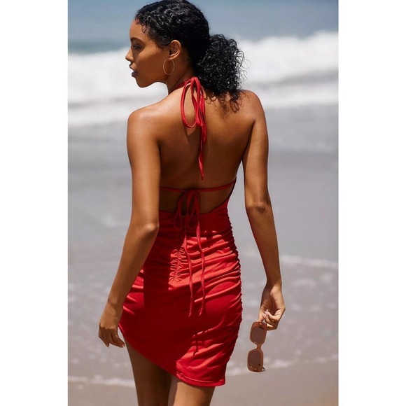 Anthropologie Hutch Womens Red Sleeveless Ruched Mini Asymmetrical Size XL - Picture 3 of 11